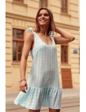 Blue striped tie-shoulder dress PR3203 - Online store - Boutique